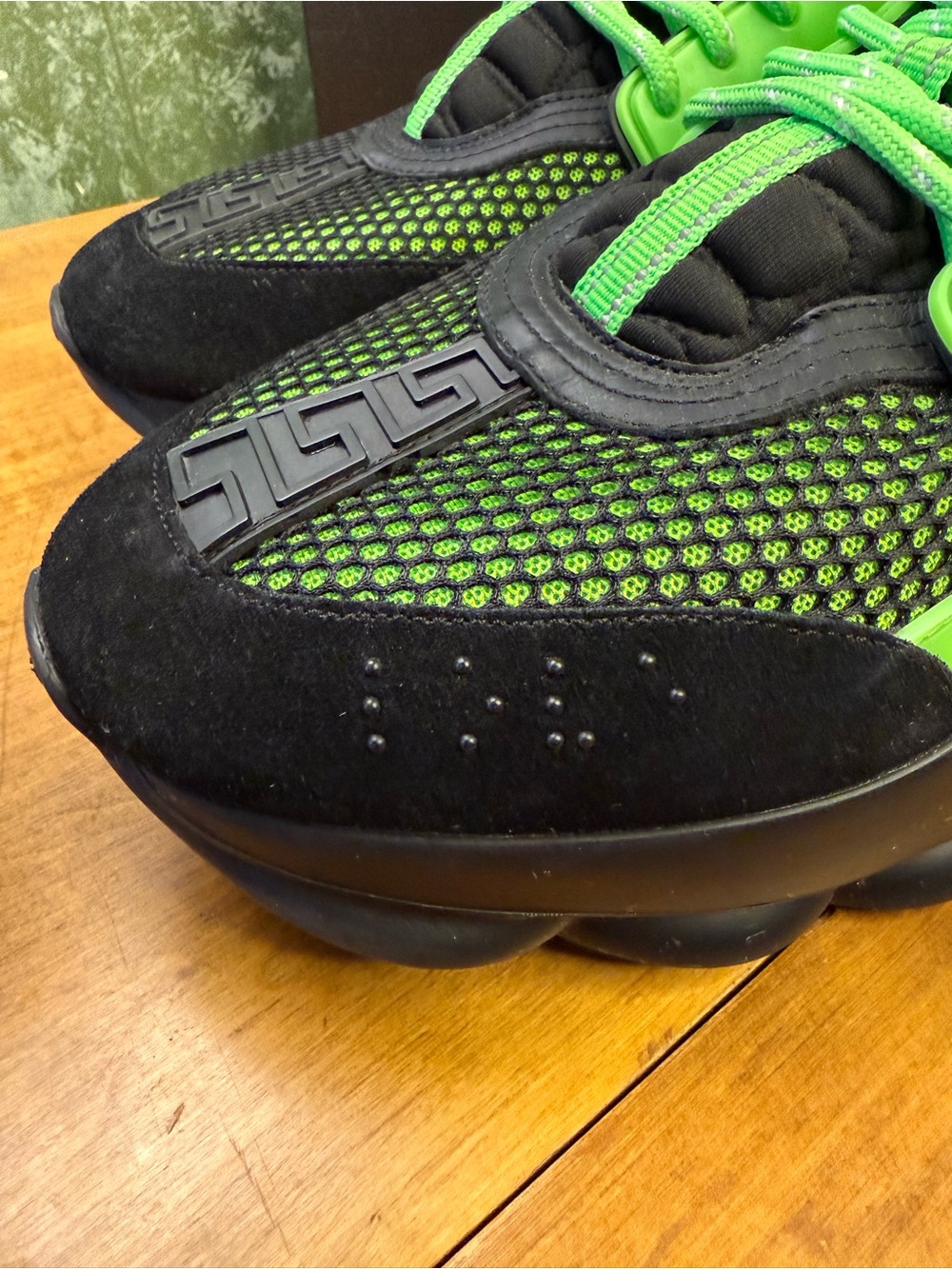 Versace Chain Reaction 'Black Green' Sneakers Men 12 COA Available - Picture 6 of 16